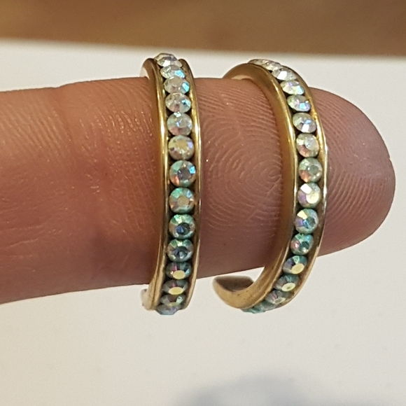 14k Australian Crystal Hoops - Picture 13 of 17